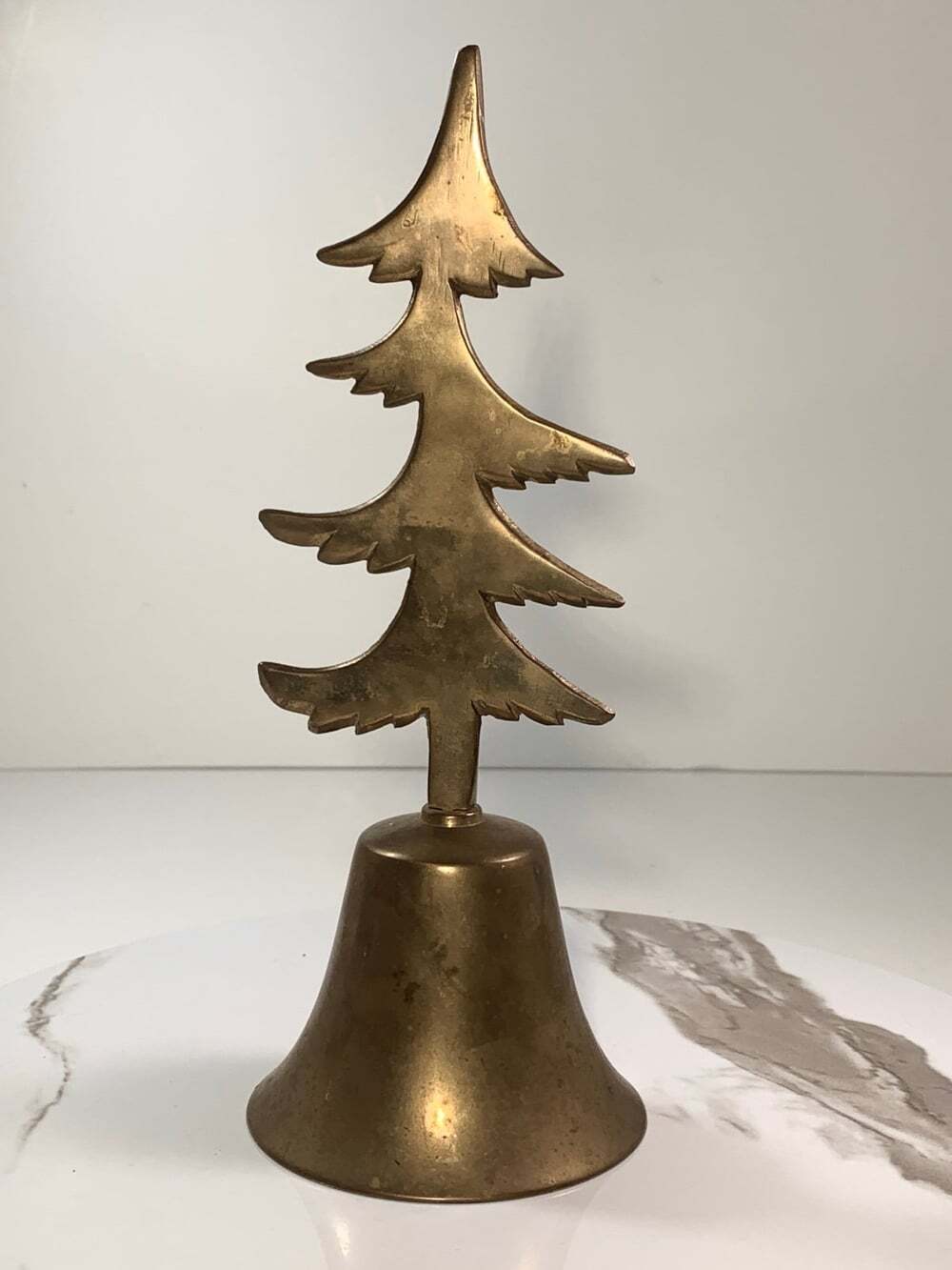 Vintage Brass pine tree Bell Christmas Tree